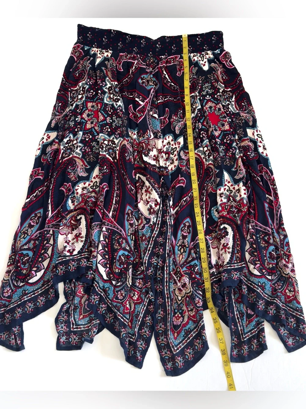 Bila Boho Artsy Maxi Skirt XXL Indie Festival Hippie Colorful Asymmetric Paisley